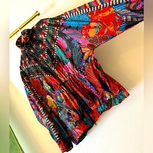 FARM Rio windbreaker light jacket full zip drawstring waist multicolored